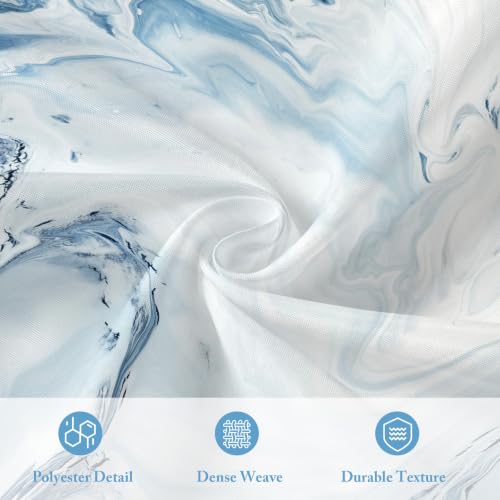 MitoVilla 3 in 1 Stall Half Size Blue Marble Shower Curtain Set-36 W x 72 H, Modern Ripple Shower Curtain and Waterproof Fabric PEVA Liner Set with Stainless Steel Hooks - color: 3 in 1 - Blue, size: 36"W x 72"L (Pack of 1)