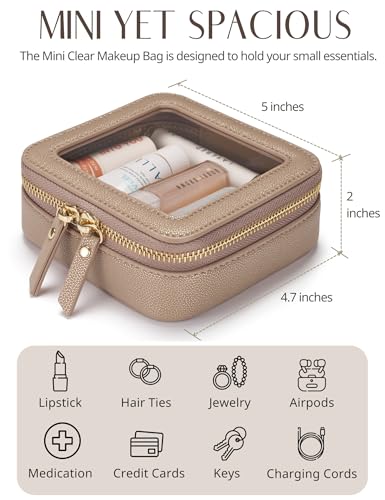 Popvibe Clear Makeup Case Toiletry Bag Travel Medium Clear Cosmetic Bag with Zipper, Make Up Bag Organizer Traveling TSA Approved Transparent Bag Car for Essentials, Mini & Medium, Gold - color: Gold, style: Mini & Medium