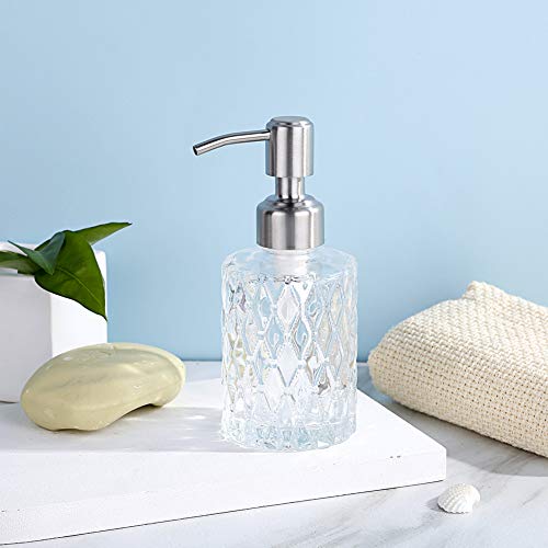 YunNasi Soap Dispenser with Stainless Steel Pump, Clear Crystal Design, Vintage and Elegant, Refillable Liquid Hand Soap Dish Soap Dispensers for Bathroom Counter, Kitchen Sink (Style2) - color: Style2