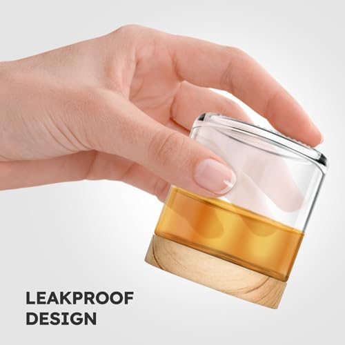 16 Pack 4 OZ Glass Jars with Lids, Small Glass Containers with Plastic Woodgrain Lids & Inner Liners, Reusable Travel Containers for Creams, Makeup, Lotion, Cosmetic, Ointment - color: Clear-16 Pack-4oz