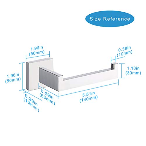 TASTOS Polished Chrome Toilet Paper Holder SUS304 Stainless Steel, Modern Square Half Open Bathroom 5 inch TP Holder Wall Mount Rustfree Tissue Roll Dispenser for Washroom Kitchen 2 Pack - color: Polished Chrome, size: Square (2 pack)