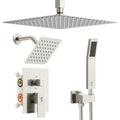 Shower Faucet Set Shower System - SR SUN RISE Brushed Nickel Shower Trim Kit with Dual Shower Head, 12'' Ceiling Rainfall 6'' Wall Mount with Handheld Shower for Couples, Complete 6 Diverter Valve - color: Nickel, size: 12 Inch