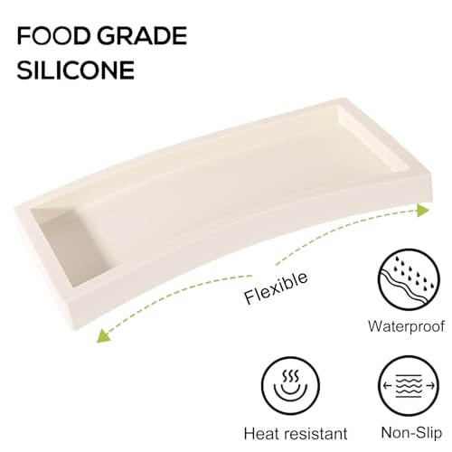Silicone Bathroom Vanity Tray Dish Soap Holder Sink Organizer, Beige | Large, Thickened Silicone, Easy to Clean, Waterproof, Non-Slip, for Countertop, Kitchen, Bedroom, Dresser - color: Beige, size: 9.8" x 4.7"