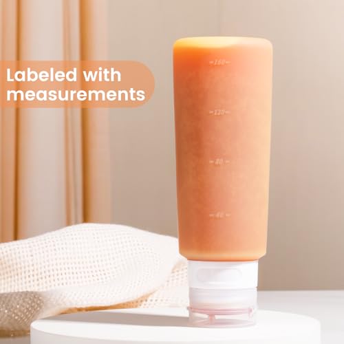 MICEBAY Condiment Squeeze Bottles for Sauces, 6-oz Mini Silicone Salad Dressing Container to Go with Reusable Sandwich Bag, Leakproof Sauce Bottle for Lunch Box, 4 Pack, Candies - color: Candies, size: 6 OZ