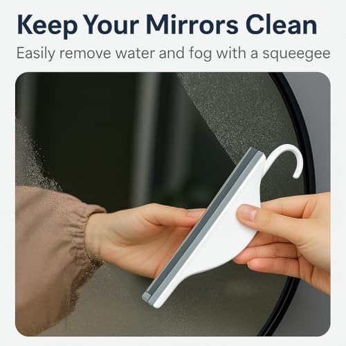 Mini Shower Squeegee for Glass Doors – Small Handy Bathroom, Countertop & Window Cleaner with Rubber Blade and Hook for Tile Walls, Mirrors, Kitchen Sink - Pack of 2