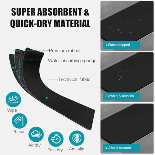 Customizable Kitchen Sink Faucet Mat: 24" Lx5.5 W Absorbent Splash Guard | Non-slip Fabric Rubber Mat, Cut to Fit Oval Rectangle Square Faucet & 2,3,4 Holes Irregular Sink with Soap Dispenser Air Gap - size: 24"Lx5.5"W -1PC