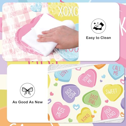 Valentines Day Kitchen Mats - Conversation Heart Themed Valentines Kitchen Rugs for Floor 3 Piece, Non-Slip Home Bedroom Washable Sweet Love Heart Decor（16x28 and 16x47 Inch） - size: 2 x 16 X 28 Inches + 16 X 47 Inches