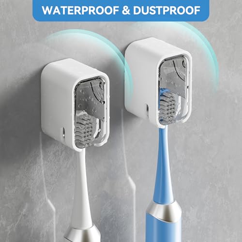 Toothbrush Holders for Bathroom【Innovation Single Slot Design】 2PCS Toothbrush Holder Wall Mounted with Cover for Shower, Single Toothbrush Dispenser Storage Organizer for Family & Travel - color: Grey-4pcs