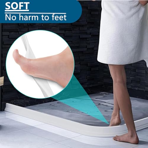 Shower Threshold Water Dam, 3" High Collapsible Shower Water Splash Guard Water Barrier Stopper Dry and Wet Separation for Bathroom Kitchen Sink Bathtub, 39" - color: water dam-39