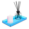 ROYALITA Acrylic Tray Bathroom Tray for Countertop, Guest Towel Holder Tray for Napkin Perfume Jewelry Makeup, Vanity Trays for Soap Dispenser, Aromatherapy, Cup & Candle, Blue - color: Blue