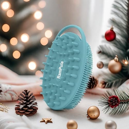 Silicone Body Scrubber – Dual-Sided Silicone Loofah for Shower, Set of 2 Soft Exfoliating Body Bath Shower Scrubber Loofah Brush Easy-to-Clean for Sensitive Kids Women Men All Kinds of Skin - color: Eucalyptus Green and Starlight