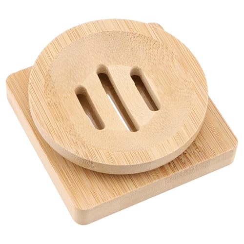 HOIGON 20 PCS Bamboo Soap Dish, 10 Round Wooden Bar Soap Holder and 10 Square Soap Tray, Wooden Soap Tray for Home Bathroom Kitchen
