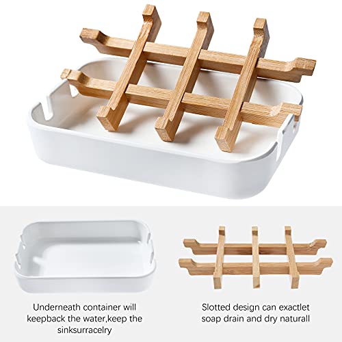 Soap Dishes for Bar Soap,2 Pack Environmentally-Friendly Bathroom Soap Dishes (Removable),2Pcs/Set Bamboo Soap Dishes Holder,Bathroom Sink Soap Dish,White - color: 2pcs-white