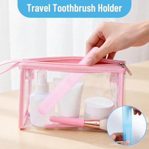 24 PCS Large Travel Toothbrush Holders, Portable Plastic Toothbrush Case, Travel Toothbrushes Storage Cases for Home, Business and Travel, 6 Assorted Colors, 0.79×1.02×7.64 Inch
