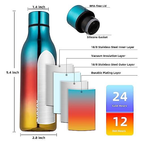 BJPKPK Insulated Water Bottles, 18 oz Stainless Steel Metal Water Bottle with Strap, BPA Free Leak Proof Jugs,Mugs,Flasks, Reusable Thermal Flasks for Sports & Travel, Caribbean Sunrise - color: Caribbean Sunrise, size: 18 Ounces, style: 18oz