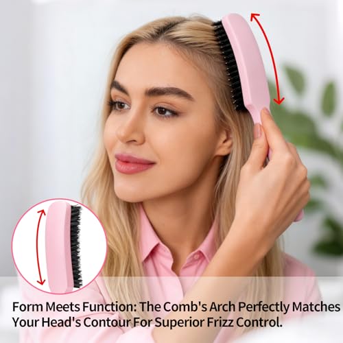 Slick Back Hair Brush for Smooth Flyaways, Frizz, Sleek Ponytail, Buns and Edge Baby Hair | Slickback Brushes Hair Comb, Edge Brush, Teasing Brush Styling Accessories for Girls, Kids, Women & Men