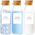 Glass Laundry Detergent Dispenser Set with Cork Lids, Fabric Softener Dispenser, Easy Pour 3 Pack Laundry Bottles, Liquid Detergent Containers, Scent Booster & Bleach Container for Laundry Room - size: 3 Bottles