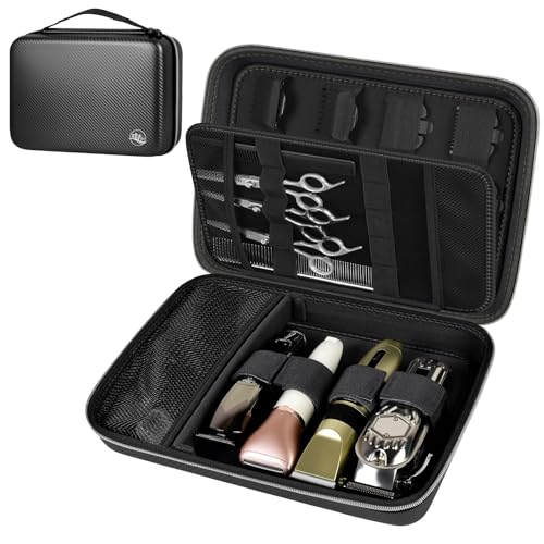 Boobowl Hard Case for Hair Clippers, Barber Tool Organizer for Home&Travel | Case Only for Clippers, Trimmers, Guards, Shears, Combs, Chargers and Small Grooming accessories, Black+Silver Zipper - color: Black+Silver Zipper