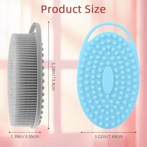 Silicone Body Scrubber 2 Pcs Silicone Loofah Exfoliating Body Scrubber for Men Women Soft Silicones Shower Scrubbers Double Sided Silicones Bath Bodys Brush for All Skin Lather Well, Gray and Blue - size: gray+blue