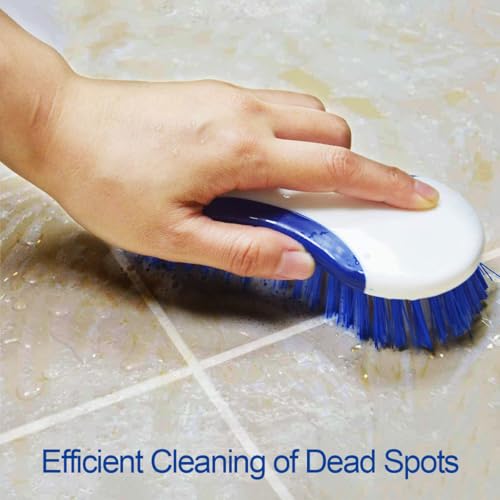 CELOX 2 Pack Multi Purpose Heavy Duty Scrub Brush, Deep Clean Brush for Tile Floors and Walls, Shower Doors, Tubs - color: White Blue