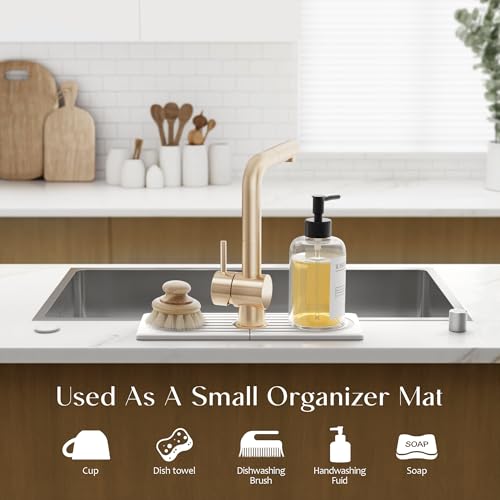 eormoe Faucet Mat for Kitchen Sink - Wider Diatomite Fast Drying Stone Sink Tray, Super Absorbent, Prevents Moisture Buildup - Faucet Splash Guard for Bathroom Counter (Light Grey, 15x5.3inch) - color: Light Grey, size: 15" x 5.3"