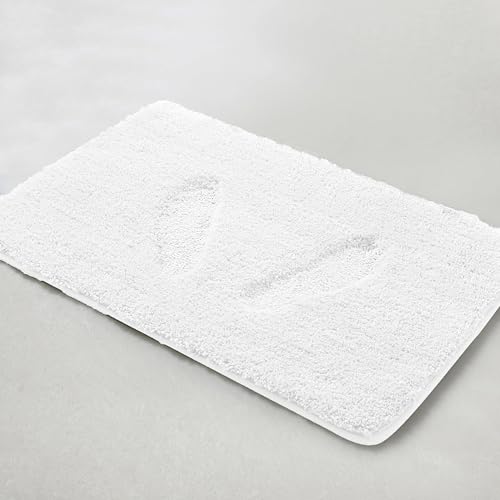 YHF Bathroom Rug Set 2 Piece, Extra Thick & Soft Microfiber Shaggy, Machine Washable Bath Mats, Absorbent Bath Rugs, Non-Slip Rubber Backing Bath Mat for Bathroom Floor, Tub and Shower, White - color: Arctic White, size: 2 Piece: 17" X 24" + 20" X 32" (Re