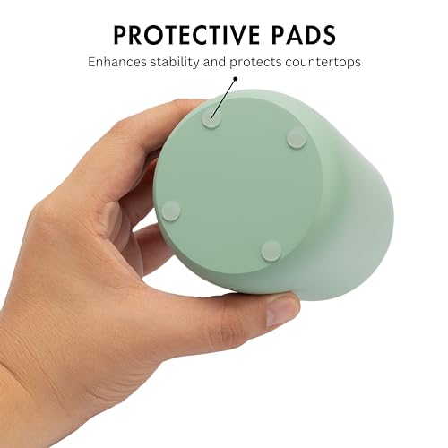 Yew Design Matte Sage Green Toothbrush and Toothpaste Holder and Cup for Bathroom Vanity and Countertop, Round Organizer for Electric Toothbrushes, Floss, Razors, Cotton, and Mouthwash - color: Round Matte Sage Green