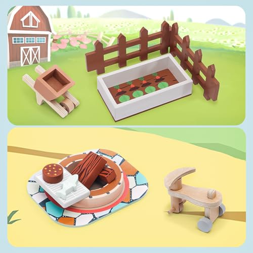 HAPGFS Wooden Doll House Furniture and Accessories Outdoor Play Set for Kids- Includes Slide, Swing, BBQ Grill, Pool & Garden - Perfect Doll House Decor Gift for Children 3-6 Years Birthday Christmas - style: Outdoor