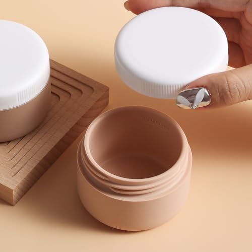 kuangre Travel Containers for Toiletries, Silicone Cream Jars BPA-Free, Leak-proof 2oz Travel Size Containers, Portable Size Silicone Jars with Lid for Cosmetic Face Hand Body Cream (4 Pack) - color: Cream, size: 2 Ounces