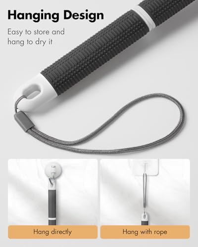 Back Scrubber Anti Slip for Shower: 18.1'' Long Handle Bath Brush with Stiff and Soft Bristles Body Exfoliator Wet or Dry Brushing for Women, Men, Elderly (Charcoal Gray) - size: Long Handle 18.1 in-Charcoal Gray