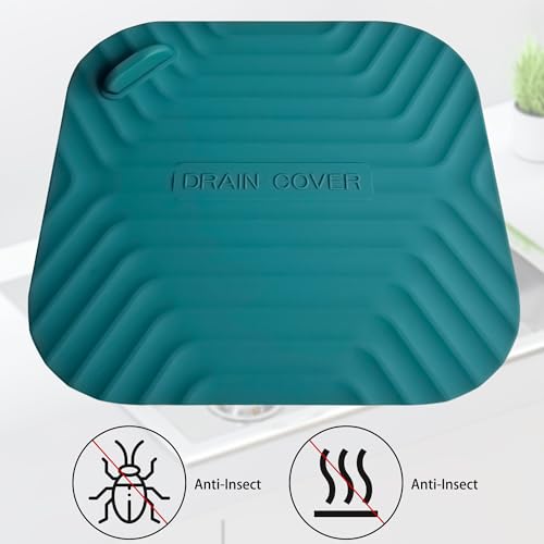 Shower Drain Cover Tub Stopper,2 Pieces Sewer Anti-Odor Mat Deodorizing Drain Plugs for Kitchen,Bathroom and Laundry(5.9x5.9 inch) Blackish Green - color: Blackish Green/2-piece Set