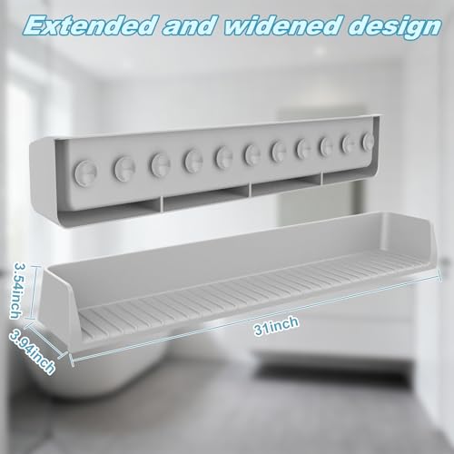 Bathtub Splash Guard for Kids,2.6 FT Silicone Bathtub Play Shelf with 11 Suction Cups, Bath Tub Ledge Shelf for Kids, Prevents Water Spills in Bathroom (Grey) - color: Grey
