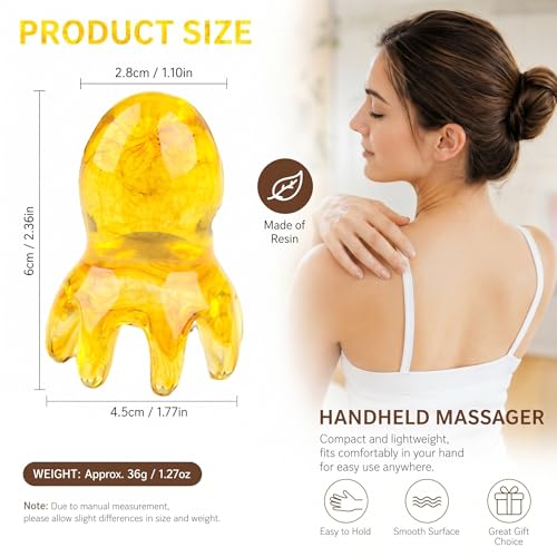 NIIIYTYB 2Pcs Head Massage Tools Scalp Massager Scraper for Deep Relaxation Acupressure Massager Japanese Spa Hair Care Tool for Home Office Travel Amber - color: Amber