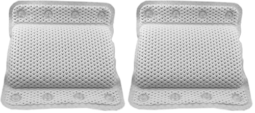 Luxurious Memory Foam Spa Bath Pillow for Tub Neck and Back Support - 8 Suction Cups, Non-Slip Design, Soft Cushion for Relaxing Soaks, by Dependable Industries (Pack of 2) - size: 12.5" x 12" (Pack of 2)