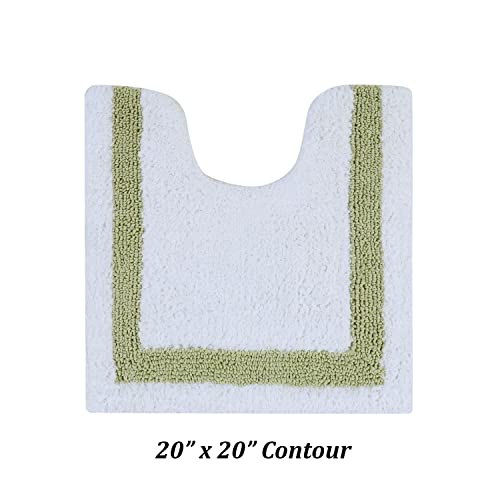 Better Trends 100% Cotton Hotel Collection Bath Mats Set, White & Sage Mats - Tufted, Reversible & Absorbent & Machine Washable 2 Piece Bathroom Rug Set, Toilet Base & Sink Bath Mat Rug - color: White & Sage, size: 2 Piece Set (17" x 24" | 20" x 20")
