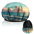 Luxury Shower Cap Terry Lined Reusable Triple Layer Waterproof Hair Elastic Caps Shower Bath Hat for Women Girls Cute Aesthetic-Beach - color: AL3-Beach