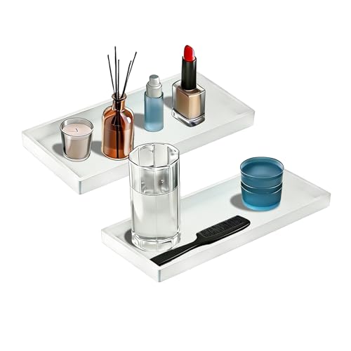 BBK Bathroom Vanity Tray 7.8 in - 2 Pack(Small) Silicone Bathroom Tray for Counter, Perfume Key Trinket Ring Tray, Decor Soap Dispenser Countertop Tray for Kitchen Sink Organization (White) - color: White (2-pack Small)