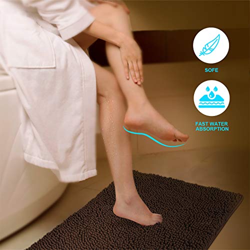 Secura Bathroom Rugs 20x32 Inches – Thick Plush Bath Mat, Ultra Soft Absorbent Bathroom Mat, Non Slip Machine Washable Bath Rugs for Tub, Shower Room Floor (Chocolate Brown) - color: Chocolate Brown, size: 2'8" x 1'8" (Rectangular)