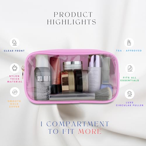 Small Clear Makeup Bag – Mini Cosmetic Pouch for Purse, Light Pink Travel Bag, Compact Clear Pouch for Cosmetics, Mini Purse Organizer - color: Light Pink, style: Small