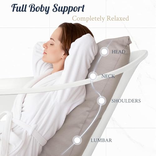 Luxury Bath Pillow for Bathtub, Soft & Comfortable Head Neck & Back Support, Adjustable Thickness, Quick Drying Bathtub Pillow for Pain Relief, Ideal Gift for Christmas Birthday Mother’s Day - color: Taupe