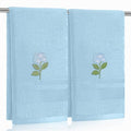 SmoothNovelty 2 Pcs Hydrangea Flower Hand Towels Dusty Blue Bathroom Decor 14x29 Inch Embroidered 100% Cotton Soft Absorbent Spring Summer Decorative Hand Towels for Bathroom Kitchen - style: Hydrangea Flower