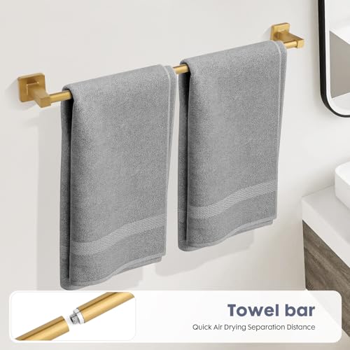 5 Pieces Brushed Gold Bathroom Hardware Accessories Set,Stainless Steel 23.6" Hand Towel Bar Set Gold, Toilet Paper Holder, Towel Holder Set,Towel Rack Set for Bathroom - color: Brushed Gold