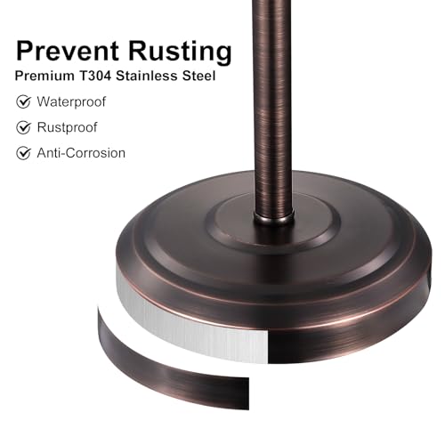 Bronze Toilet Paper Holder Free Standing, 25" H 304 Stainless Steel Toilet Paper Stand for Bathroom，Weighted Base Floor Tissue Roll Holder,Toilet Roll Stand - color: Bronze