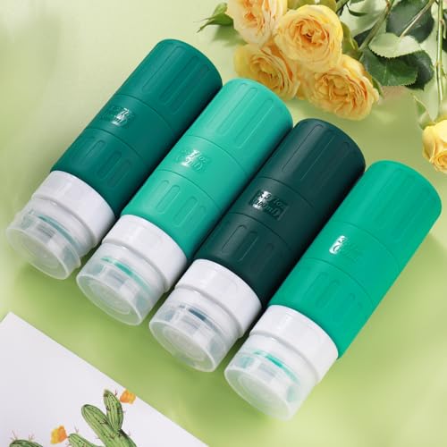 GLAMFIELDS Travel Bottles for Toiletries,TSA Approved 3.3oz Size LeakProof Silicone Toiletry Containers for Shampoo, Conditioner,Easy to Squeeze，Portable Travel Essentials for Lotion(18 Pack) Green - color: Green