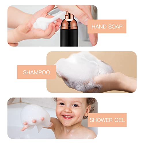 Travel Foam Pump Bottle - 2oz Small Size Foaming Hand Soap Dispenser - Mini Portable Mousse Lash Shampoo Kit Container for Hair - Empty Leak Proof Rose Gold &Black,White,Pink Foamer 3Pack - color: Rosegold Bwp