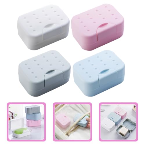 TOYANDONA 4pcs Travel Soap Box Set with Leakproof Lid Portable Plastic Bar Soap Holder Waterproof Washing Case for Bathroom and Outdoor Use