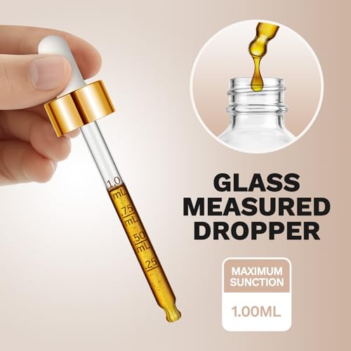 Bumobum 2 Pack, 2 oz Golden Cap Clear Glass Eye Dropper Bottle with Labels and Funnel, Leakproof Tincture Bottle with Measured Dropper for Essential Oils Bottles - color: Clear Golden Cap