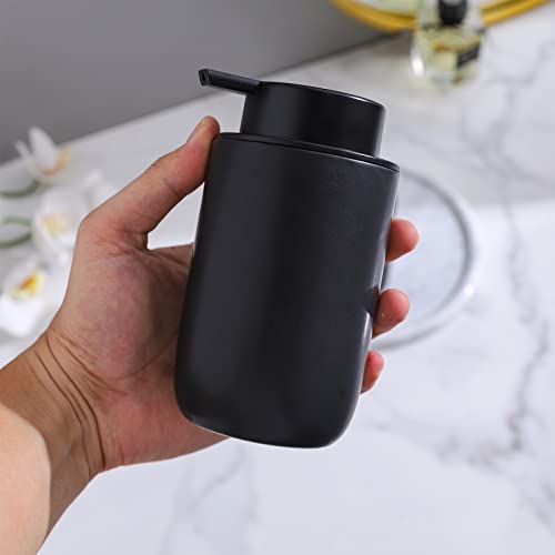 Black Soap Dispenser Set- Modern Ceramic Hand Dish Soap Dispenser for Bathroom Refillable Liquid Lotion Soap for Farmhouse Kitchen Decor Dish 2 Pack - color: 2pcs Black, size: Liquid dispenser