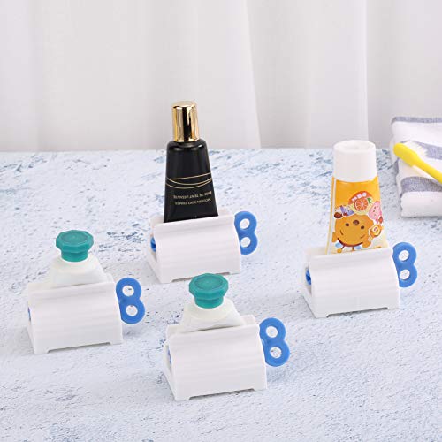 Toothpaste Tube Roller - Manual Squeezer Tool, Toothbrush Squeezer, Clip Holder Stand Winder by XYKEEY (Blue) - color: Blue