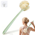 Back Scrubber for Shower, 15.7" Loofah with Handle, Back Shower Brush with Bristles and Loofah, Dry Brushing Body Brush for Cleanse Back and Hard to Reach Areas with Curved Long Handle - color: Light Green
